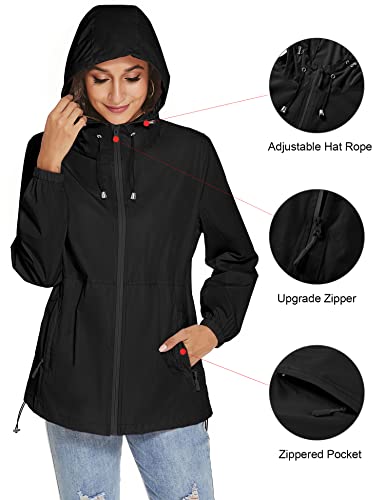 TCOT Womens Rain Jackets Waterproof Windbreaker Jackets lightweight Portable Rain Coat4