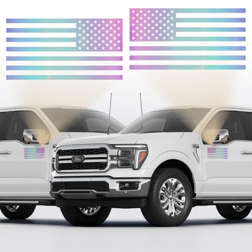 Image of Die Cut Subdued Hologram American Flag Sticker 3 inch X 5 inch Tactical Military Flag USA Decal - Set of 2 Waterproof Vinyl Car Window & Bumper Vinyl Decal for Truck, RV, Laptop, Hard Hat & Helmet