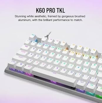 Corsair K60 PRO TKL（ホワイト） ゲーミングキーボード K60 PRO TKL RGB Tenkeyless Optical-Mechanical Gaming