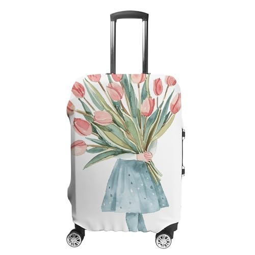 A Big Bouquet of Tulips Luggage Cover, Washable Elastic Suitcase Cover Protector Fit 18-32 Inch Luggage