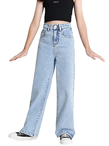Verdusa Girl's Casual Jeans Elastic High Waisted Wide Leg Denim Pants Daily Outfits