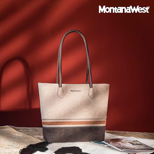 Image of Montana West Woven Tote Bags for Women Purses and Handbags with Back Zipper Pocket