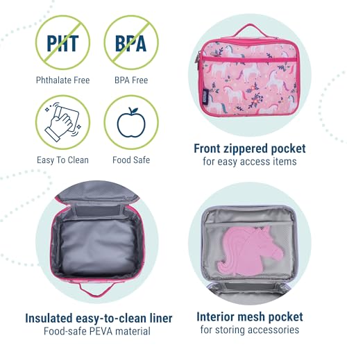 Wildkin Kids Insulated Lunch Box – Durable and Reusable for School & Travel - Magical Unicorns