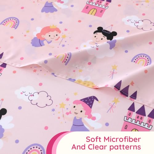 MCO Pink Princess Kids Twin Sheet Set, 3 Piece Soft Microfiber Kids Twin Size Bed Sheets, Oeko-TEX, 16" Deep, Won't Pop Off, Breathable & Machine Washable, Cute Bedding Set for Girls Boys - image 6