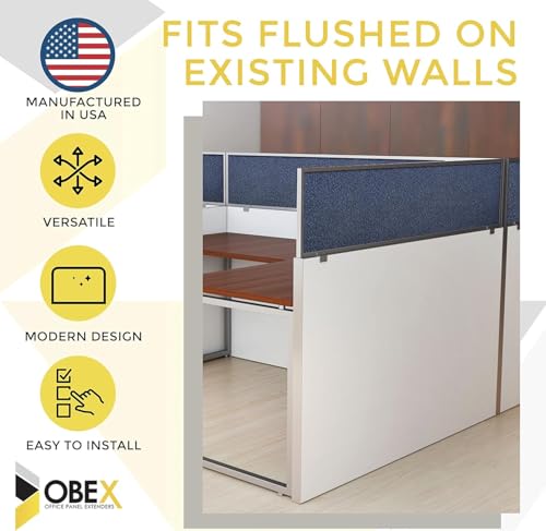 OBEX Acoustical Cubicle Privacy Screen Extender Desk Panel & Office Divider, Add Separation & Block Noise, 12" x 30", Overcast miniatura 2