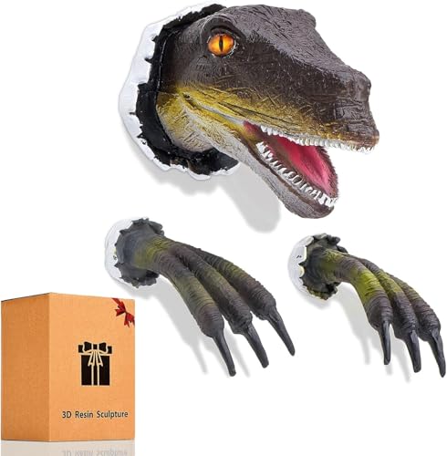 3D Dragon Wall Art - Resin Dinosaur Sculpture, Wall Mounted Decor For Kids Bedroom