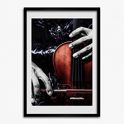 Cadre photo 50x70 cm tableau moderne violon affiche décoration murale bois MDF
