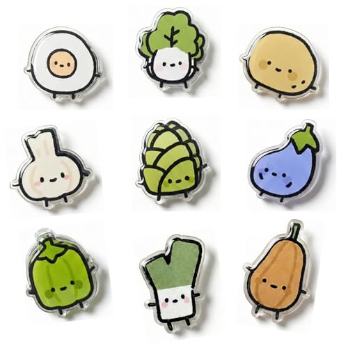Set 9 imanes decorativos de vegetales acrílicos