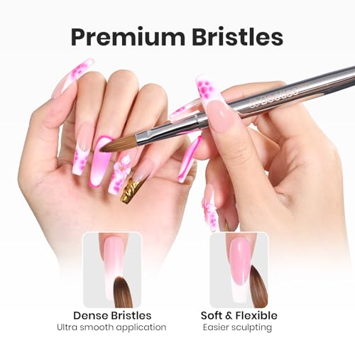Image of Beetles Pro 1-Pcs Acrylic Nail Brush - Professional Pure Kolinsky Bristles Acrylic Brushes for Nails Metallic Nail Art Brushes for Nails Extension Gel, 3D Carving - Salon Quality Manicure Tool (10#)