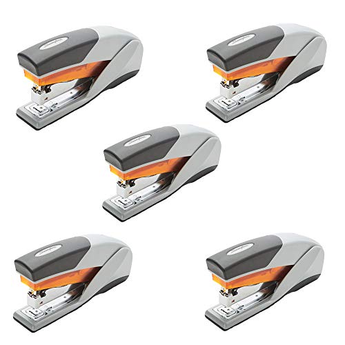 Swingline Stapler, Optima 25, Full Size Desktop Stapler, 25 Sheet Capacity, Reduced Effort, Orange/Gray (66402A), 5 Pack