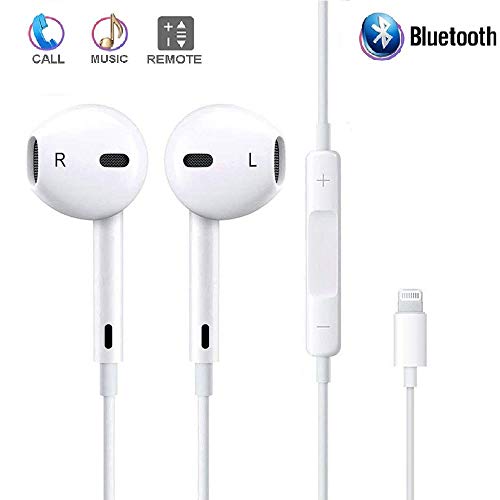 Auriculares intraurales estéreo con micrófono y Control de Volumen y Bajos compatibles con iPhone X 8 / 8Plus 7 / 7Plus (conectividad Bluetooth)