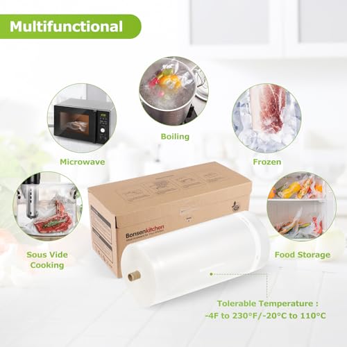 Image of Bonsenkitchen 11 inchx150' Vacuum Sealer Bags with Cutter for Food Storage | Commercial Grade, Meal Prep and Sous Vide Cooking, Puncture Resistant Heavy Duty Design, BPA Free Food Grade Safe Material