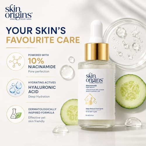Image of Niacinamide Face Serum with Cucumber Extract and Hyaluronic Acid | Helps Reduce Dark Spots | 30 ml | Face serum | Niacinaminde + cucumber+ hyaluronic serum |