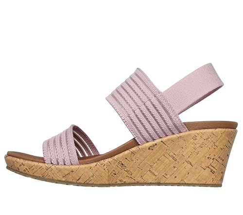 Skechers Women's BEVERLEE - SHEER LUCK knit mesh slingback wedge, Pink 5.5M