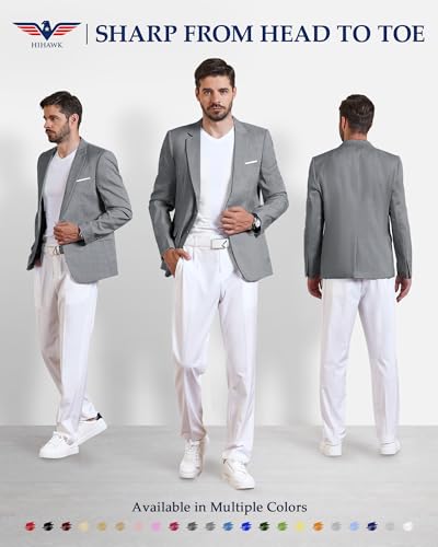 Hihawk Men's Linen Blazer, Two Button Slim Fit Casual Suit Jacket, Daily Lightweight Sport Coat2