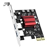 GLOTRENDS U3044AC 4ポート (2 x Type-C+ 2 x Type-A) USB 3.0 5Gbps PCIe拡張カード、Intel、AMD、ARMプラットフォーム用、WindowsおよびLinux対応 (Mac OS非対応)