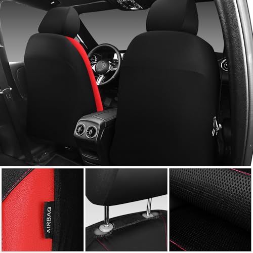 Image of CAR PASS Universal Leather car seat Covers Sport fits Most Cars, SUVs, Trucks, and Vans (Full Set, Black Red)