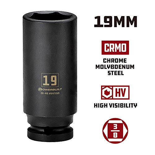 Powerbuilt 3/8-Inch Drive 6 Point Metric Deep Impact Socket 19Mm - 647269 #TOP1