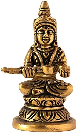 GURU JEE™ Brass Statue Goddess Annapurna Devi Idol Small Annapurna Goddess of Food Collectible Sculpture Religious Gifts Showpiece for Home Mandir Temple