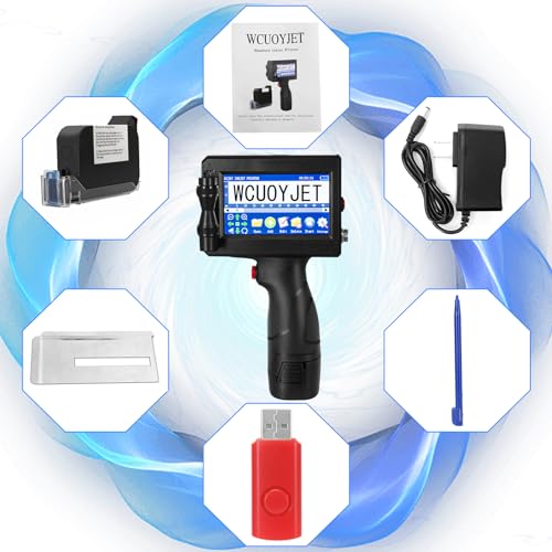 Image of H760 Handheld Inkjet Printer, Printing Height 0.08-0.5 Inch Portable Handheld Printer with 42ml Quick-Drying Ink Cartridge 4.3Inch Touch Screen for Text /QRCode /Batch Number /Image /Date /Label /Barcode