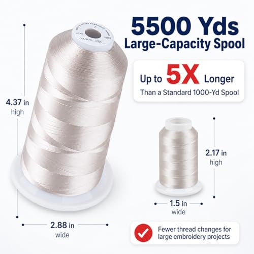 Image of Simthread Embroidery Machine Thread 5000M 40WT Polyester, Dove Gray S007 | 5000M 40WT polyester thread feeds smoothly for home or commercial embroidery projects.