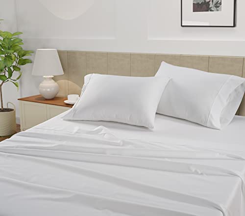 Lane Linen Twin Xl Sheets Set - 450 Thread Count 100% Cotton Extra Long Twin Sheets, 3 Pc Twin Xl Sheet Sets, Sateen Sheets, Extra Long Twin Sheets For Hospital Bed, Breathable Cotton Sheets - White #TOP2