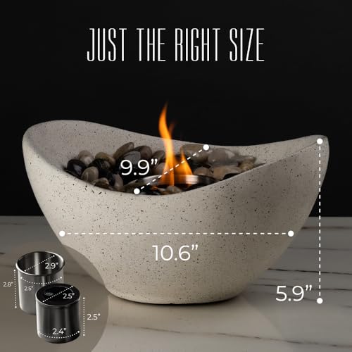 Solacea Elegant Concrete Table Top Firepit I Portable Tabletop Fire Pit Outdoor I Versatile Indoor Fire Pit Tabletop I Smokeless Earth Friendly Fire Bowl I Table Fire Pit Tabletop Perfect For S'Mores thumb #3