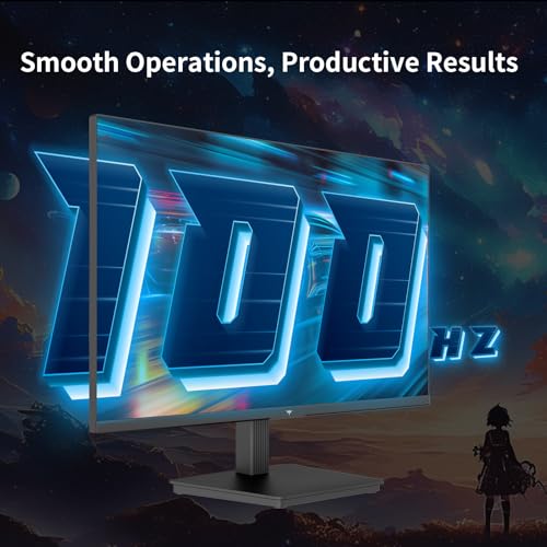 شاشة كمبيوتر 24 بوصة QHD 2560 × 1440 IPS للألعاب 100Hz بدون إطار 2K، مزامنة تكيفية، HDR10، فيسا، إمالة قابلة للتعديل، ضوء أزرق منخفض، منفذ عرض، HDMI، H24T27 من KTC