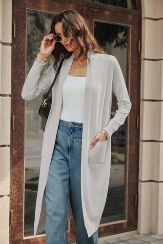 Image of GRACE KARIN Essential Solid Open Front Maxi Long Knitted Cardigan Sweater for Women