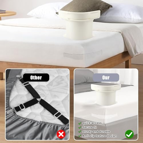 XUDUOO 4PCS Bed Sheet Holder with Lock Strips, Heavy Duty Lock Bed Sheet Holders for Bedding, Non-Slip Removable Fitted Sheet Corner Holders for Mattress Protectors, Bedding, Blankets - Image 4