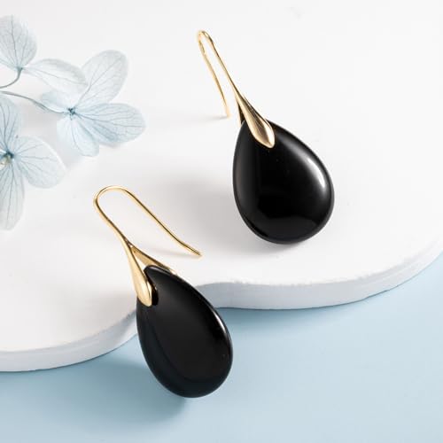 SELOVO Agate Teardrop Stone Grey Drop Earrings Fishhook Dangle Earrings for Women4