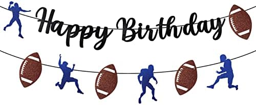 Football Banner Birthday Party Decorations for Boys Men, Sports Theme Happy Birthday Party Supplies, Football Birthday Decor Sign for Outdoor Indoor