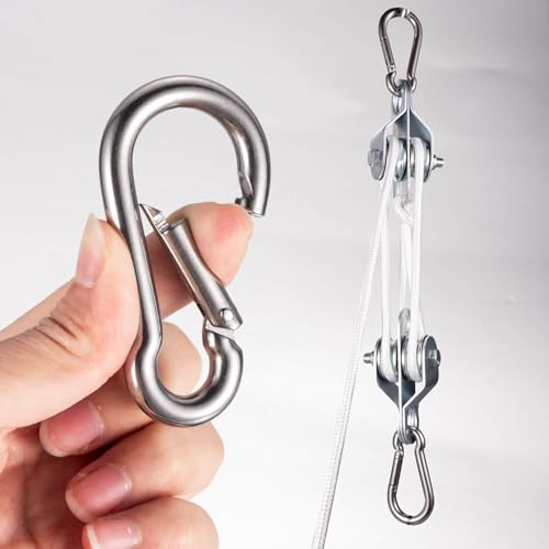 KCNOFNC Doppelte Umlenkrolle mit 2 Kugellager, Flaschenzug mit 10m (6mm) Nylonseil, Tragfähigkeit 70 kg