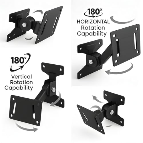 Image of RISSACHI Moving TV Stand Wall Mount for 14-26 Inch LED LCD Monitors | Heavy Duty Universal TV Bracket with 180 Swivel & Tilt, VESA Support 75x75mm and 100x100mm Load 15 kg