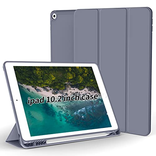 ZOYU Hülle für iPad 9. Generation mit Stiftablage/iPad 8. Generation Hülle/iPad Hülle 7. Generation, Auto Wake/Sleep, Slim Smart Folio Stand Case Cover für iPad 10,2 Zoll 2021/2020/2019, Lila Cover