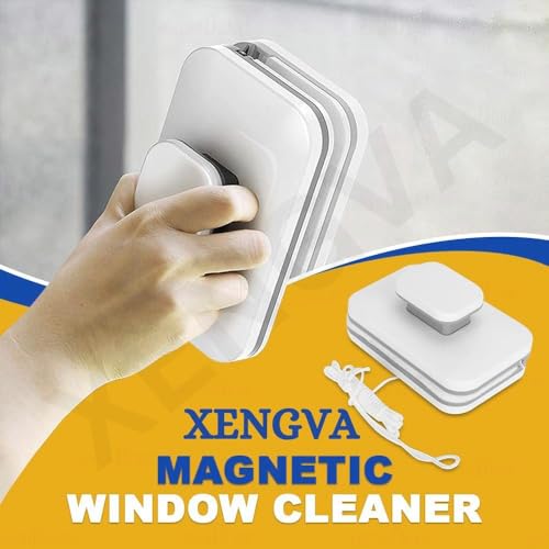 Image of Magnetic Window Glass Cleaner | Doublefaced Glass Cleaner | Double-Side Glazed Two Sided Wiper with 2 Extra Cleaning Cotton Squeegee Washing Equipment Household Magnet |