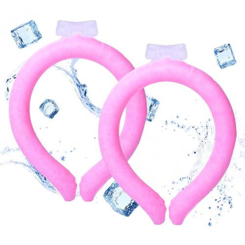 Reusable Cooling Neck Wrap for Hot Weather, Neck Cooling Tube, Adjustable Cold Therapy Wrap for Outdoor Sports, Golf, Gardening, Transparent PVC with 6Hrs Cooling, Adult & Youth (Pink)