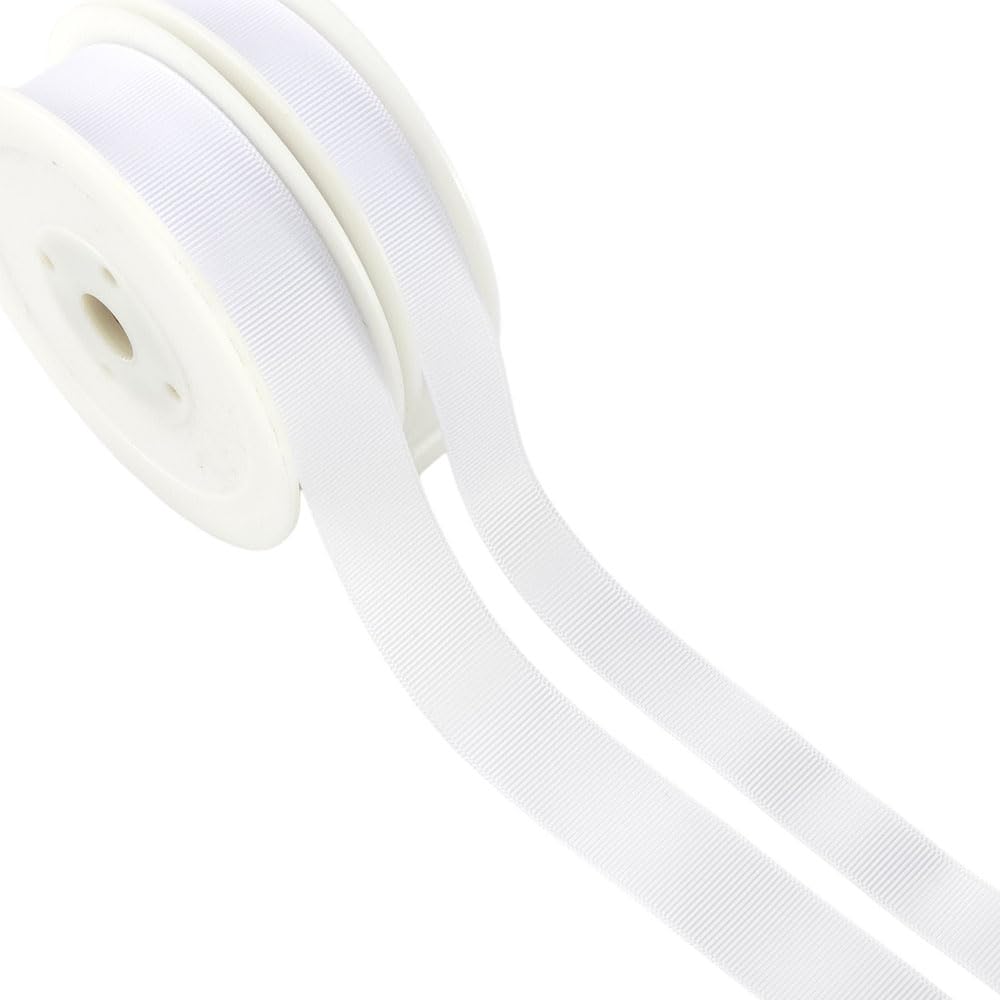 Crafty Capers White | 22Mm Grosgrain Ribbon | 20M Reel | For Crafts & Cracker Making
