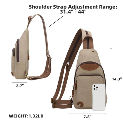 KL928 Canvas Sling Bag Crossbody Backpack Shoulder Casual Rucksack for Men Women2