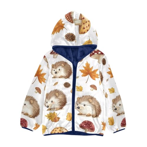 Hedgehogs Girls Fleece Jacket Girls Fall Jacket Girls Zip Up Hoodie Girls Sherpa Jacket 2-10T