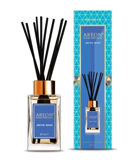 AREONHome Luxury Perfume Reed Diffuser + 10 Rattan Reeds, Arctic Road 85 ml