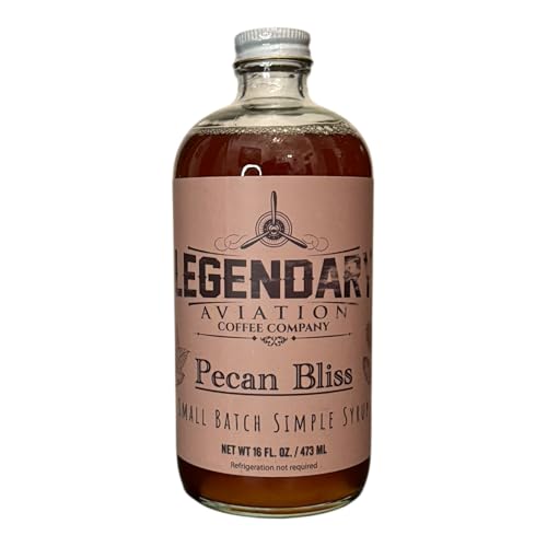 Legendary Aviation Coffee Company Pecan Bliss – Organic Pecan Coffee Syrup for Coffee & Old Fashioned Cocktails, Honey & Brazilian Cane Sugar, No Artificial Flavoring