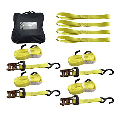 Yuoneiy Ratchet Straps Tie Down (4Pk) 1 1/16” X 15” X 3300 Lbs Heavy Duty Motorycle Tie Down Straps Ratcheting For Trailer #TOP30