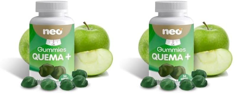 NEO - Gummies Quema + - Gominolas a base de Vinagre de Sidra de Manzana y Cromo - Brinda saciedad y Ayuda a Adelgazar (Paquete de 2)