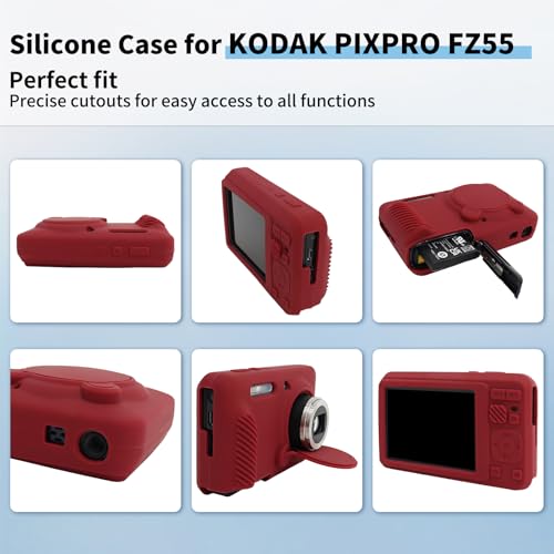 Funda para cámara Kodak PIXPRO FZ55 de silicona roja miniatura 2