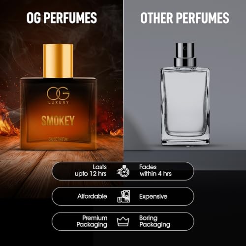 Image of OG BEAUTY Luxury Eau De Parfum Smokey | Long Lasting Fragrance with Whiskey, Oud, Vanilla | Elegant, Sophisticated, & Travel-Friendly Perfume for Man & Women | Ideal for Gifting | 100ml
