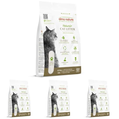 Almo Nature Cat Litter, Lettiera 100% Naturale - Sacco da 4,54Kg (Confezione da 4)