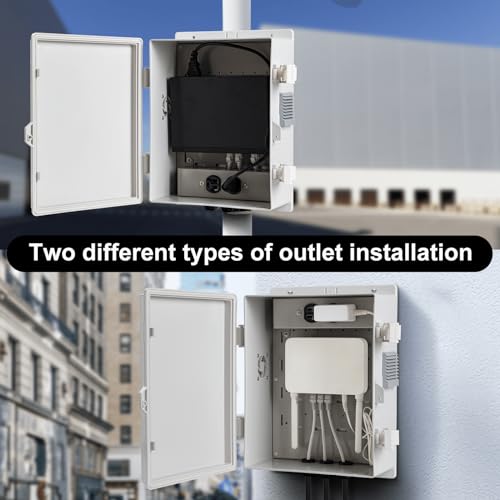 Image of Namunanee Outdoor Electrical Junction Box, ABS Water Resistant Enclosure with Internal Mounting Panel & Hinged Cover (13 inch H* 9.2 inch L* 4.6 inch W & Outlet)