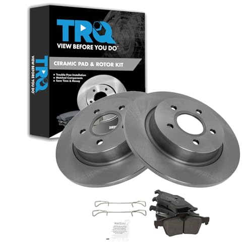 Image of TRQ Rear Brake Pad and Rotor Set Ceramic Compatible with 2005 Volvo S40 2005 V50