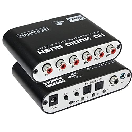 VOOCME 5.1 Channel HD Audio Rush, Digital Sound Decoder Converter, Optical SPDIF Coaxial Dolby AC3 DTS Stereo(R/L) to 5.1CH Analog Audio - (BLAK)